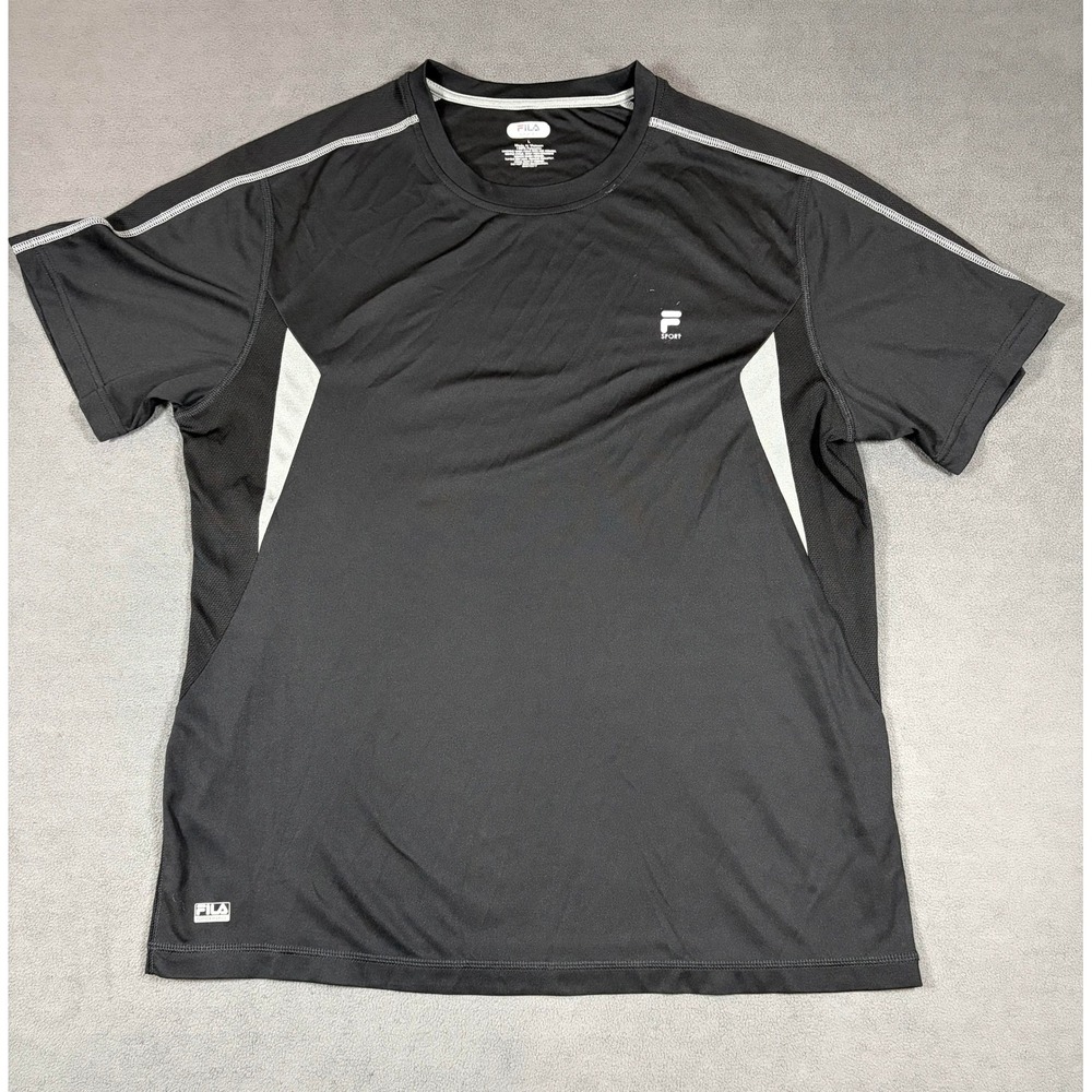 FILA Sport T-Shirt Mens Large Black Activewear Performance Short Sleeve